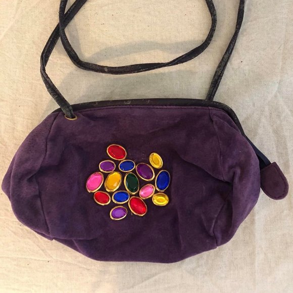 Ande Purple Shoulder Bag W/ Gemstones - Picture 1 of 6